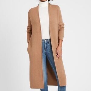 Banana Republic Duster Cardigan, tan color, viscose/linen/rayon blend, size L